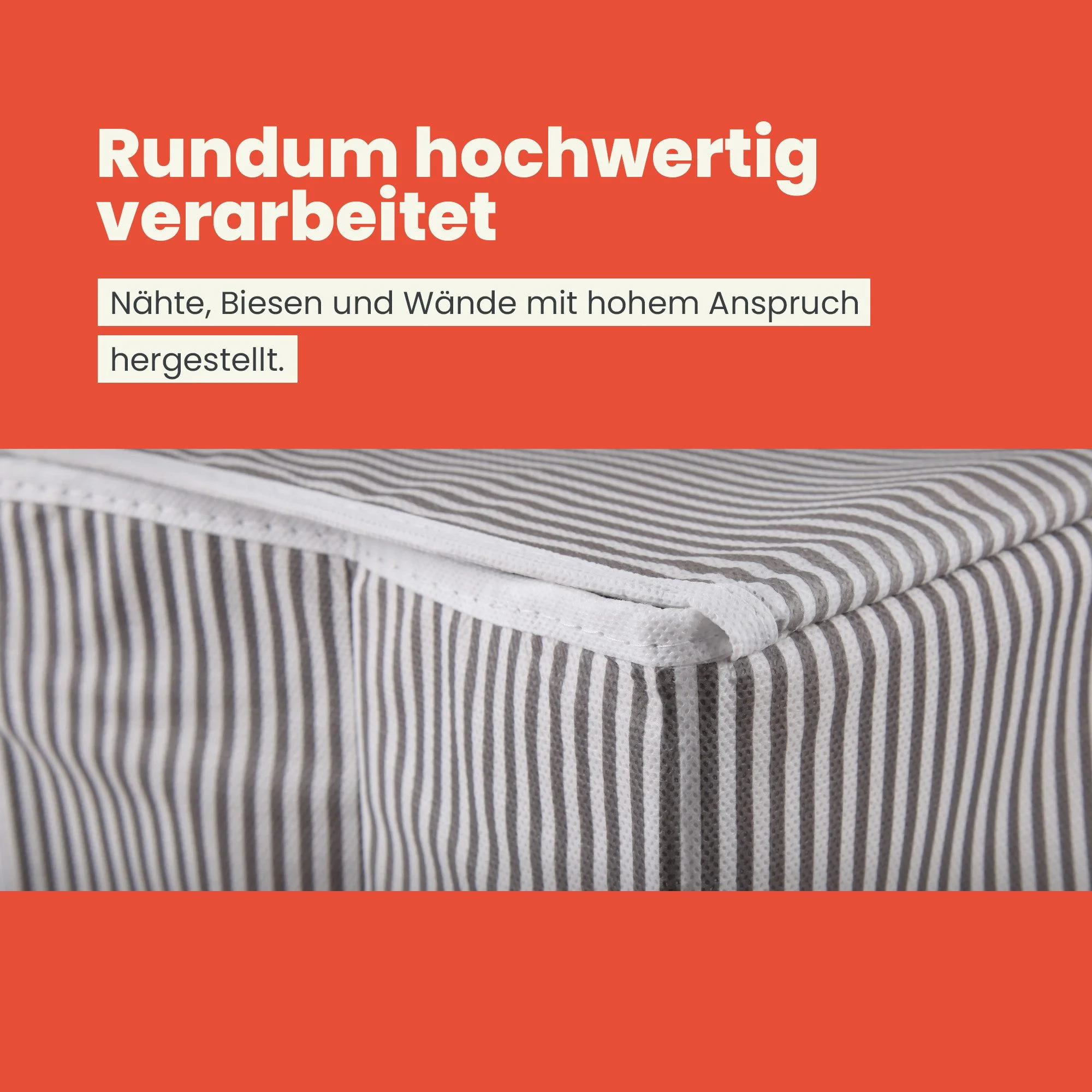 Faltbare Aufbewahrungsbox – formstabil & platzsparend, Grau-Weiß gestreift